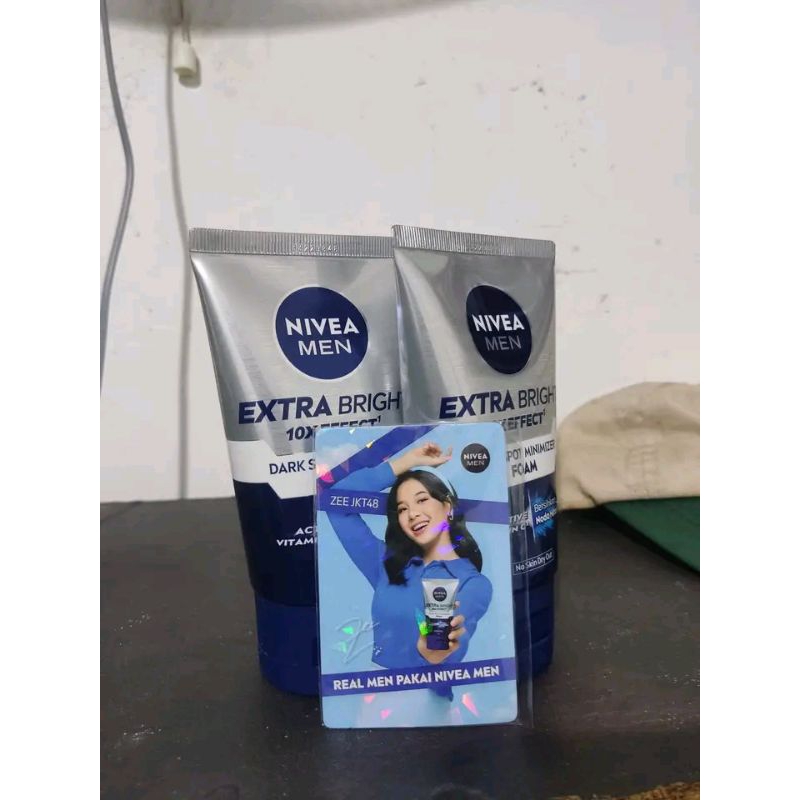 PHOTOCARD OFFICIAL JKT48 X NIVEA MEN AZIZI ASADEL + LANYARD OFFICIAL JKT48 NEWERA DAN BONUS CARD HOL