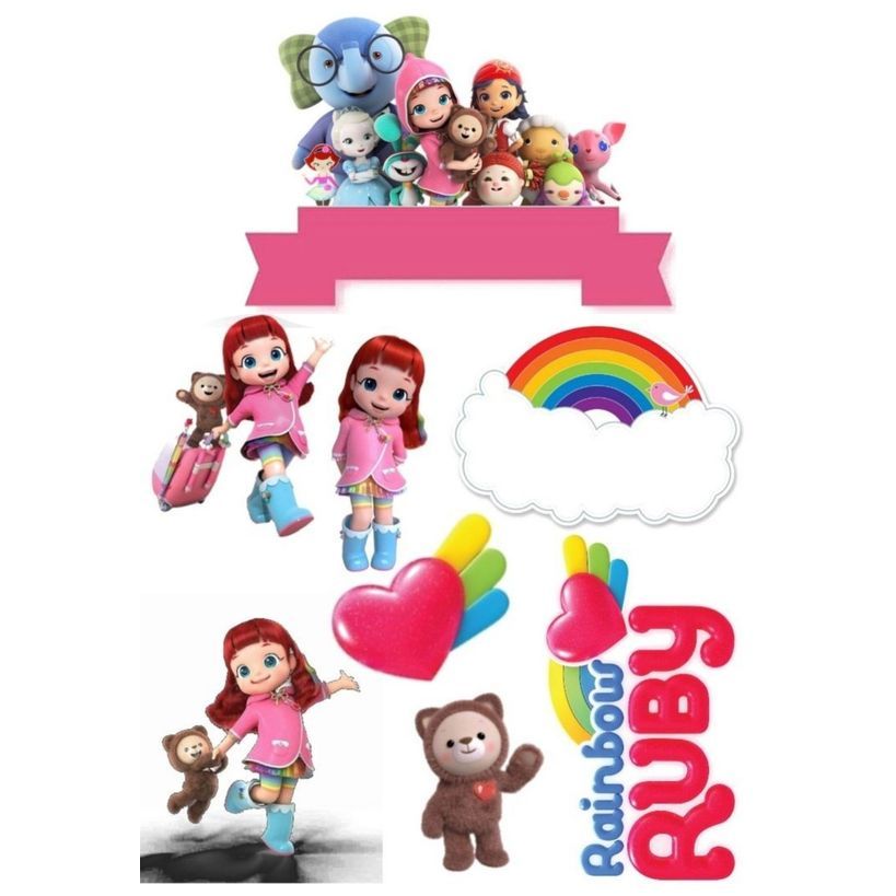 Topper RAINBOW RUBY/Topper Cake Happy Birthday/Hiasan kue/hiasan kue tart/rainbow ruby