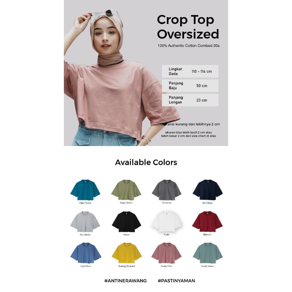 CROP TOP CROP TEE OVERSIZED LENGAN PENDEK