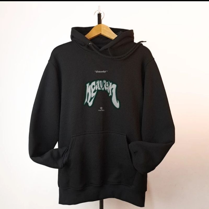 Hoodie pria hitam aesthetic sweater fleece