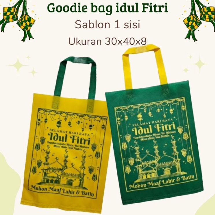 

Baru Goodie bag lebaranLUSINAN ISI 12pcs 3x4x8 Sablon 1 sisi 1 warna Tas spundbond