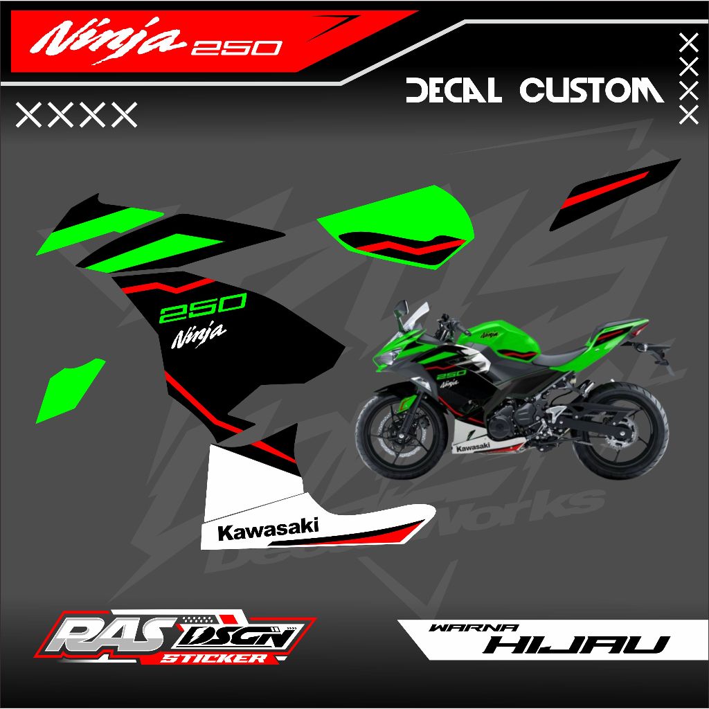 Stiker Striping Decal NInja 250 Fi 2018 Motif ZX Semi Decal / Semi Full Decal Ninja 250 Fi All New C