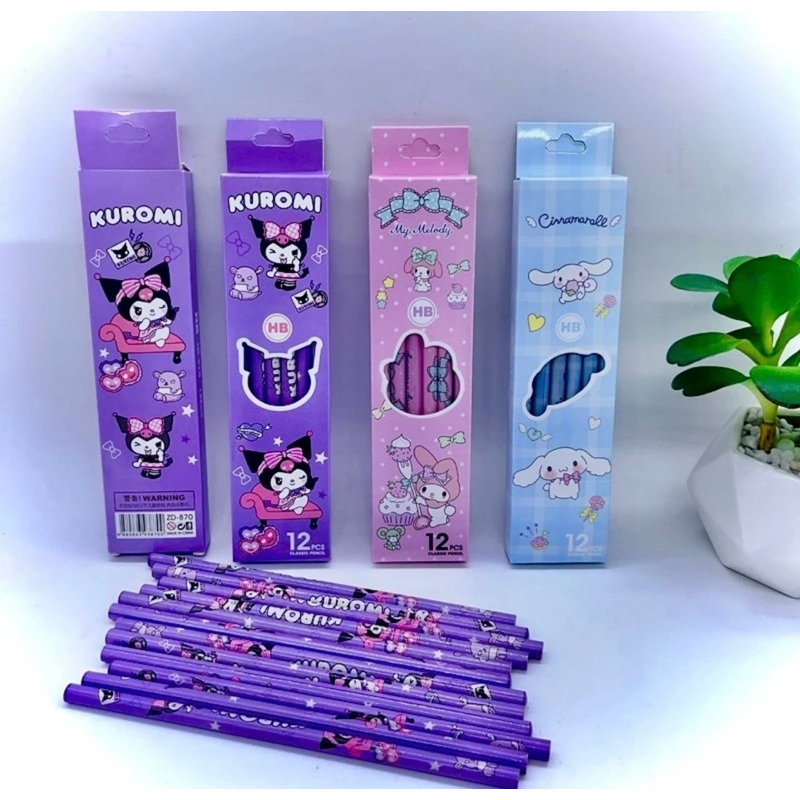 

PENSIL 2B SANRIO 1 BOX ISI 12 PCS FREE SERUTAN / PENSIL KAYU 2B 1 BOX ISI 12 PCS FREE SERUTAN SANRIO KUROMI/ HELLO KITTY/ CINNAMOROL/ POCHACCO/ MELODY