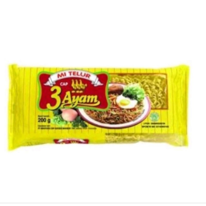 

Mie Telur Cap 3ayam 200gr/pcs