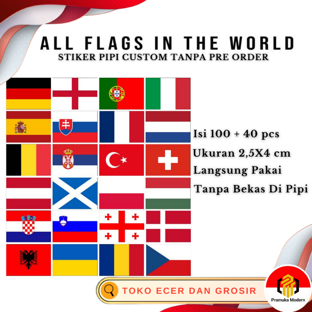 Stiker pipi bendera seluruh negara dunia CUSTOM pesan via chat