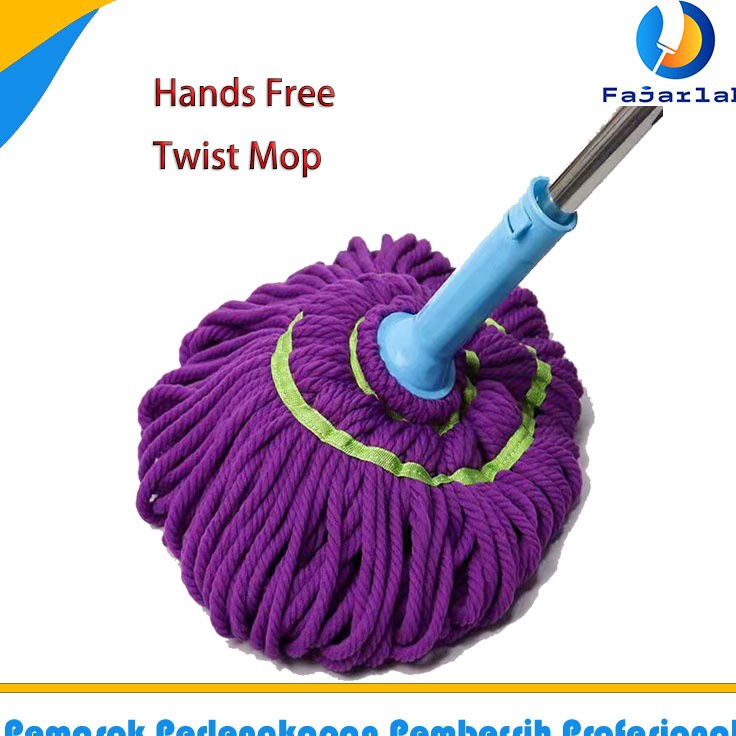Diskon BesarSuper Praktis Twist Mop 1set alat kain lap pel lantai otomatis peras pel pelan lantai pu
