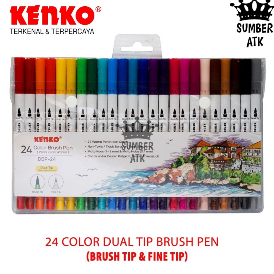 

Paling Popular 24 Color Brush Pen Pena Kuas Warna KENKO DBP24 24 Warna Color