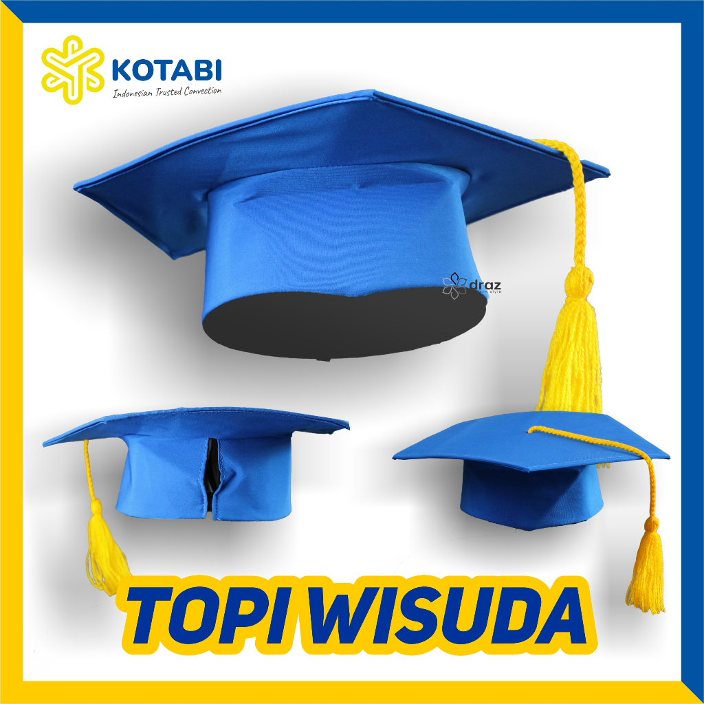 KOTABI - Topi toga Dewasa bahan sevile warna biru dengan berbagai variasi tali topi