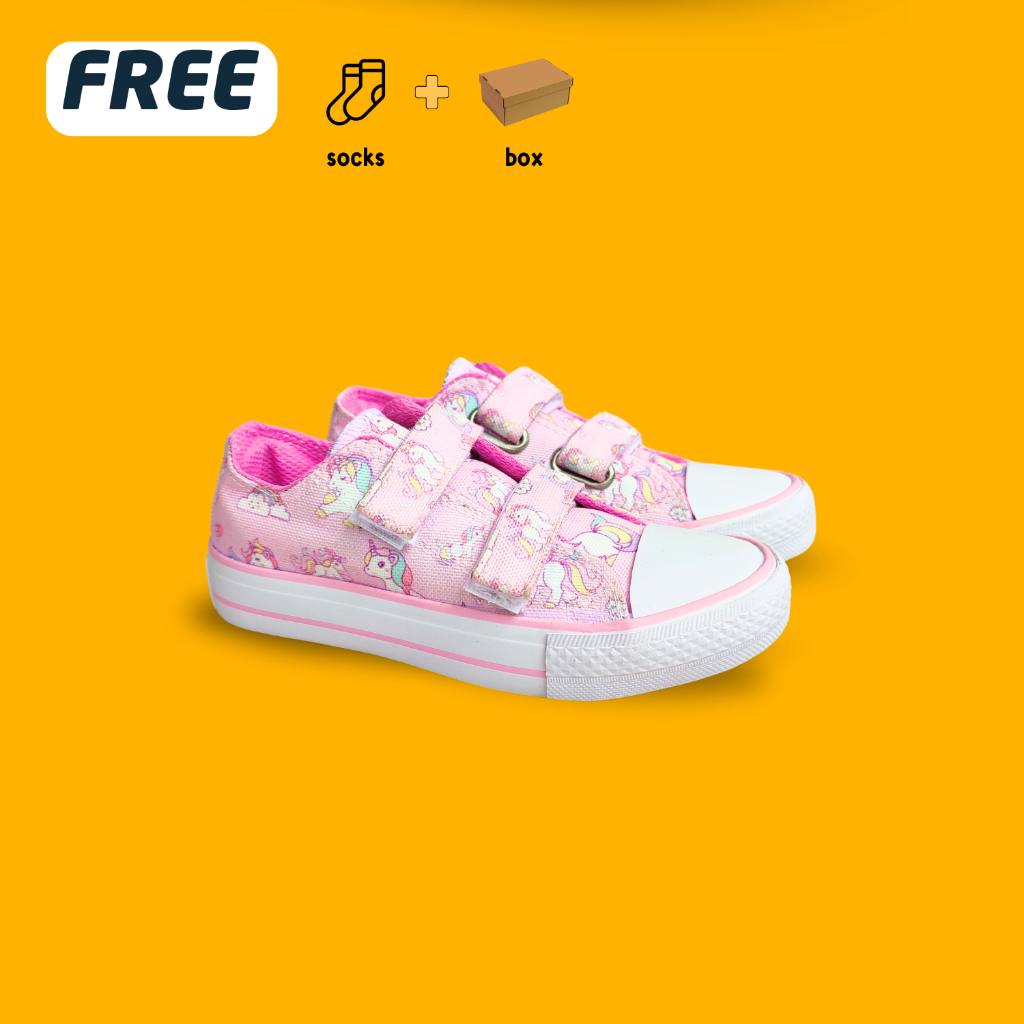 Sepatu Sneaker Anak Perempuan Sepatu Sekolah Anak Cewek TK SD Motif Unicorn Kuda Pony