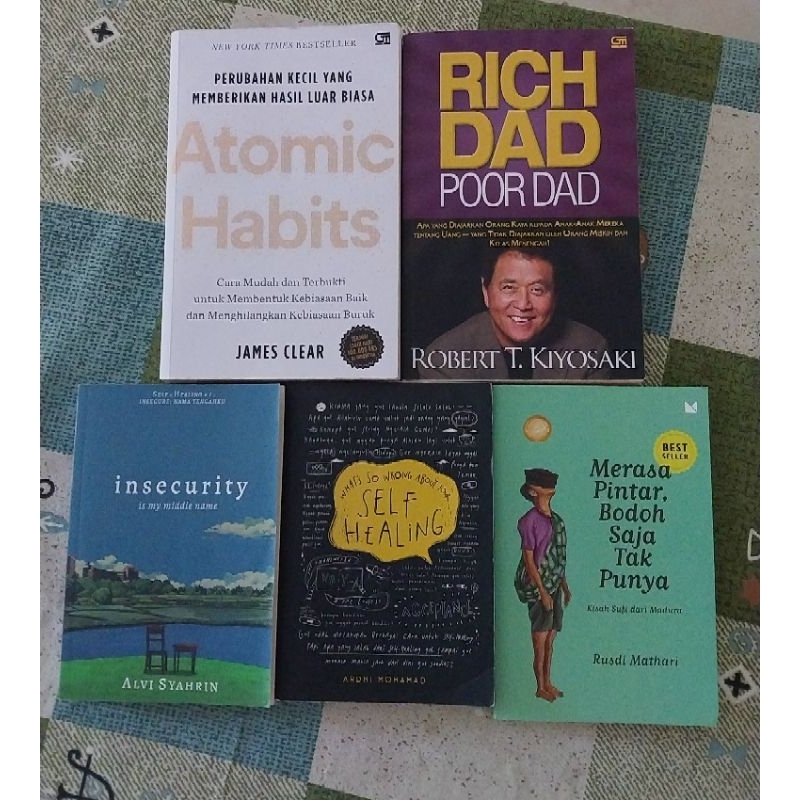 BUKU PRELOVED atomic habits, rich dad, merasa pintar, insecurity, self healing, loving the wounded s