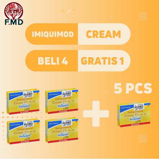 Imiquad Imiquimod cream kutil kelamin, mengobati kanker kulit, actinic keratosis, BELI 4 GRATIS 1