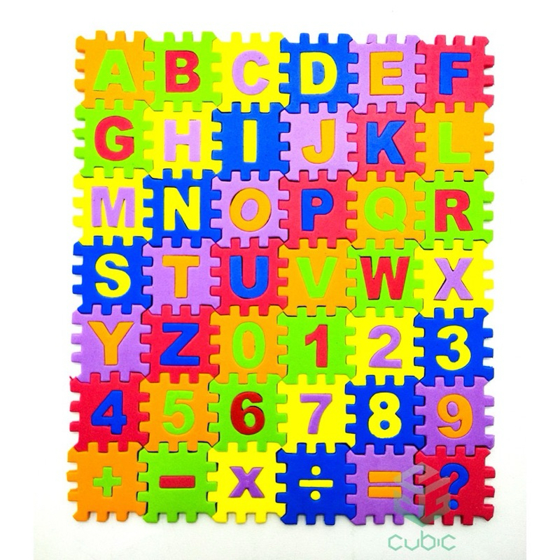 PUZZLE SPON ALPHABET ANGKA isi 42 keping/ mainan edukasi spon huruf dan angka/ puzzle lantai belajar