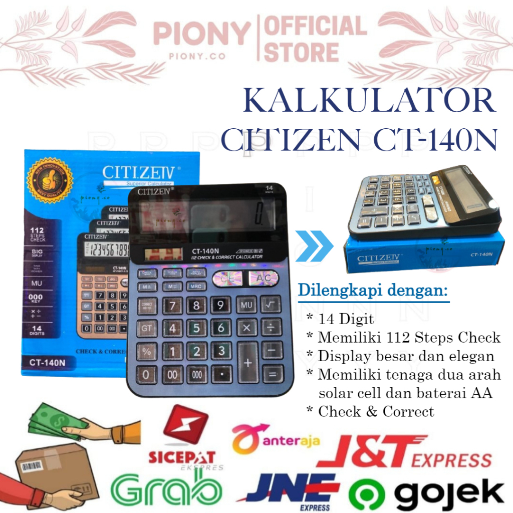 

KALKULATOR DAGANG CITIZEN CT 140N CT 700 CT 8214 CT 9914 / KALKULATOR CITIZEN CHECK CORRECT DAPAT CEK ULANG KALKULATOR / ALAT HITUNG DAGANG 14 - 16 DIGIT