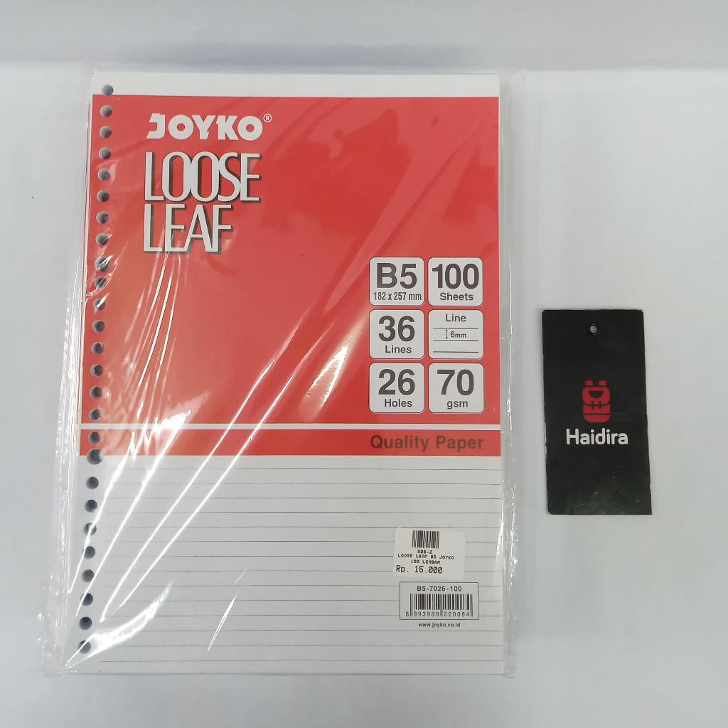 

LOOSE LEAF B5 GARIS 70 GRAM JOYKO 100 SHEETS ISI BINDER REFILL