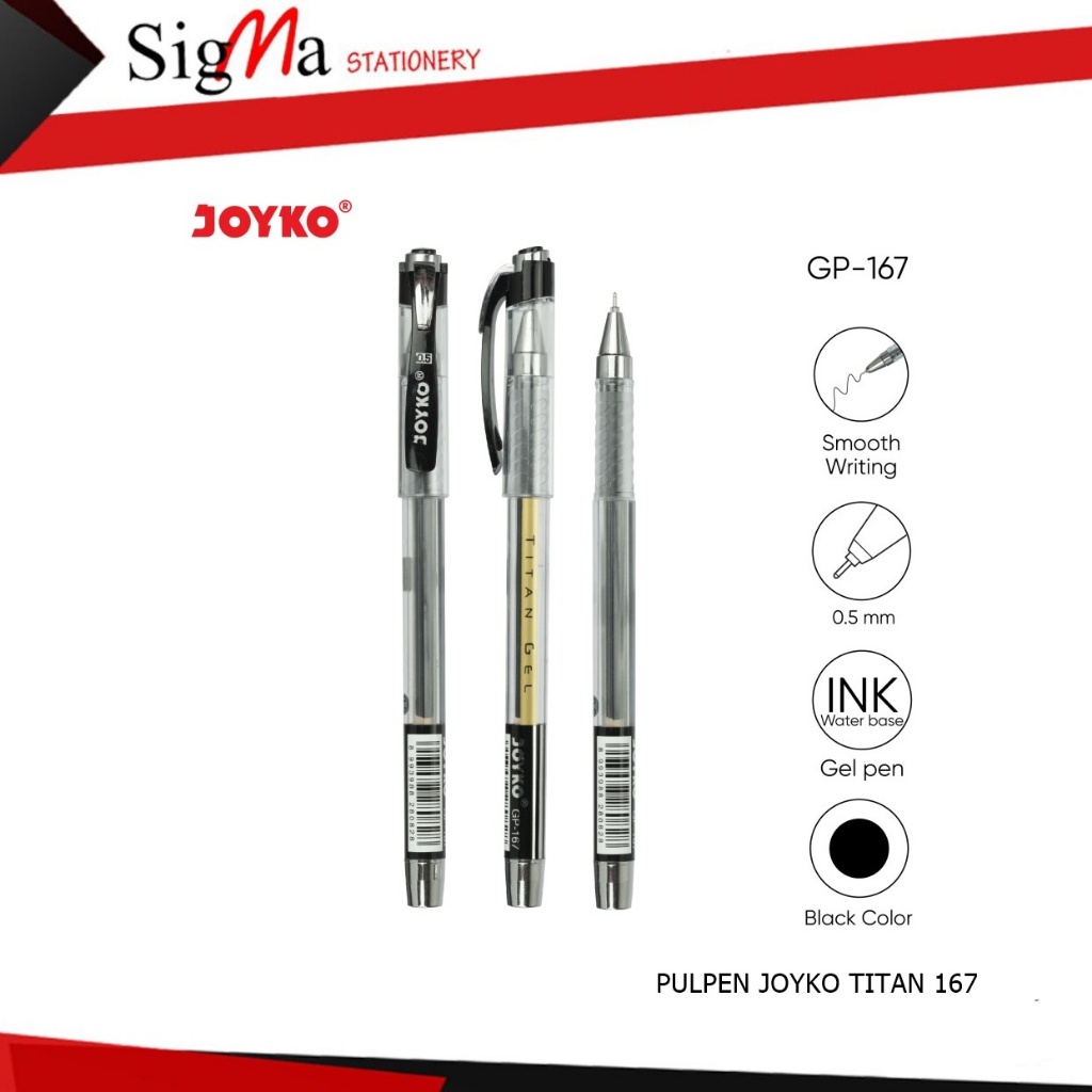 

Gel Pen Pulpen Pena Joyko GP-167 Titan Gel 0.5 mm (Lusin)