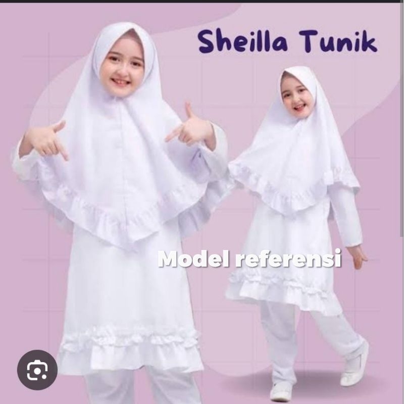 SETELAN TUNIK ANAK PUTIH CRINKLE AIRFLOW