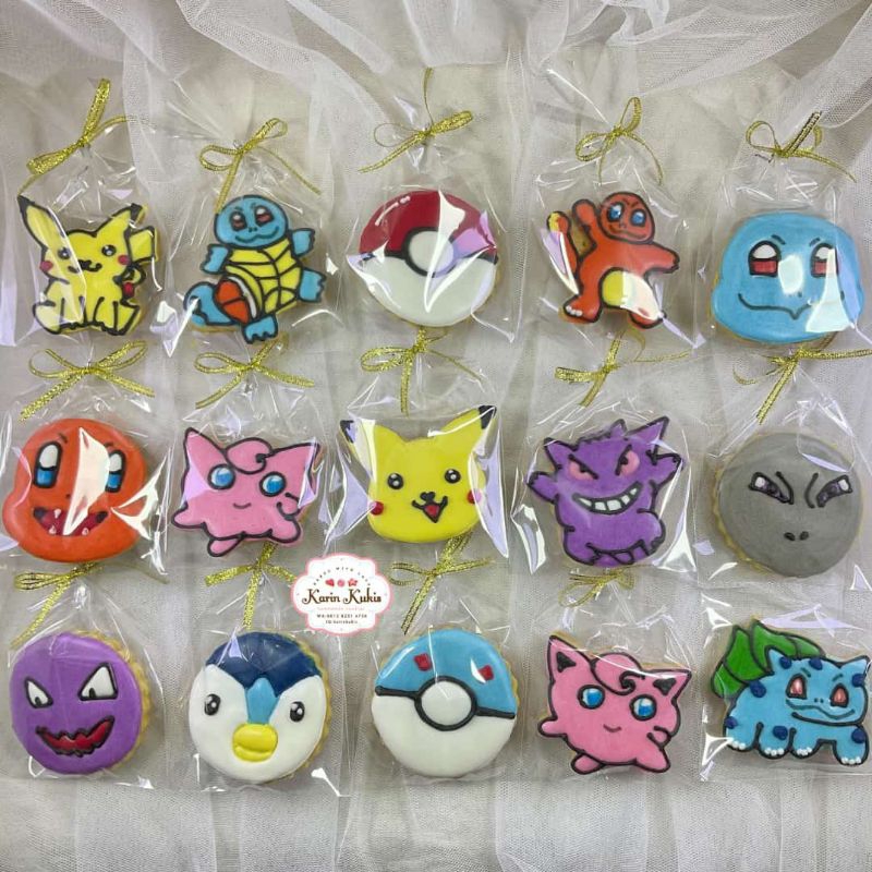 

Kukis hias, Kukis karakter tema Pokemon (minimal order 10pcs)