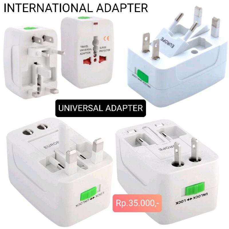 International Adaptor Universal Travel Adapter Luar Negeri EU AU UK US Plug Multi Country Converter 