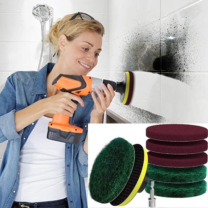 Kepala Pembersih Electric Drill Cleaning Pad Hex Bit 8 PCS-Multi Color