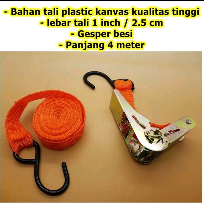 Tali Kotrek Rachet Tie Down Tali Pengikat Box Sound Tali Barang Dll