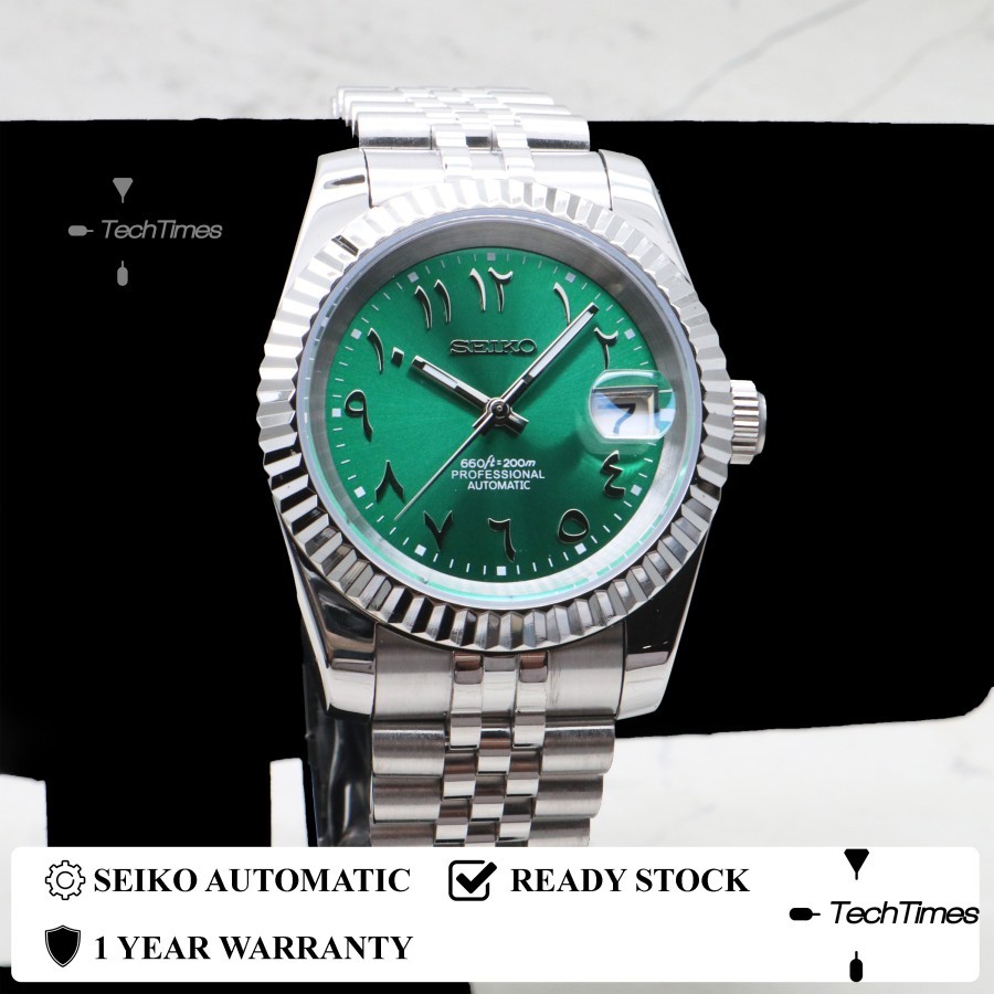 Seiko Datejust Mod Arabic Green Hijau Datejust NH35 Automatic 36MM 39MM