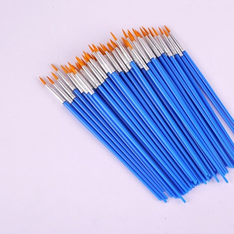 

Kuas Lukis Akrilik Bulu Nilon Cat Air / Minyak Set Paintbrush Ujung Pointed Dan Flat - Artist Paint Brush