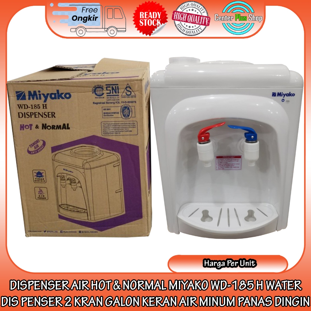 DISPENSER AIR MIYAKO WD-185 H FILTER SUPER HOT & NORMAL WATER DIS PENSER 2 KRAN KERAN MINUM PANAS DI
