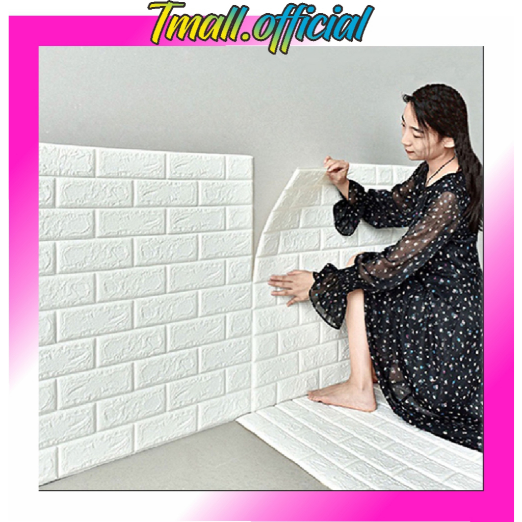 ❄ TMALL ❄ Wallpaper Dinding 3D Foam Kamar Tidur Aesthetic Ruang Plafon Tamu Batu Bata Dekorasi Dindi