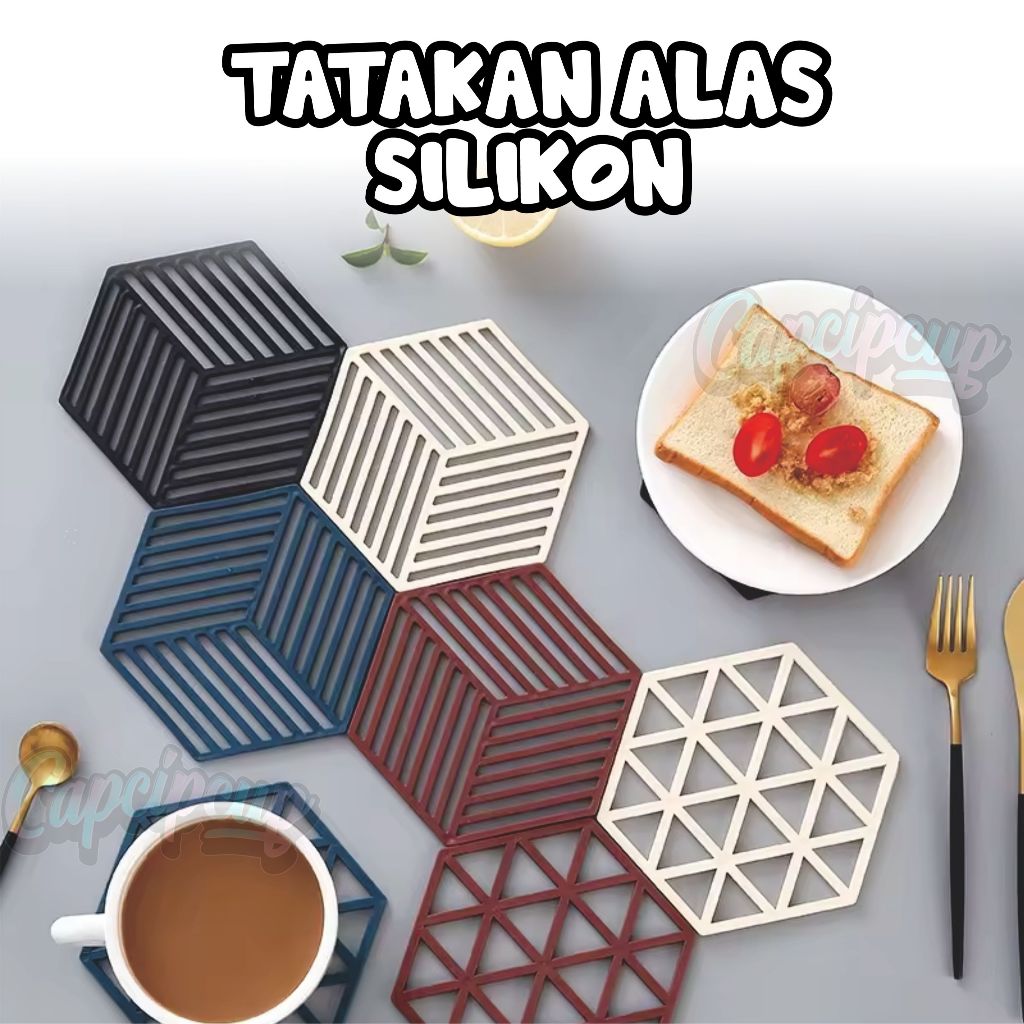 Tatakan Alas Gelas Piring Panci Silikon Anti Panas Meja Makan Alas Tatakan Mangkok Karet Unit Lucu M