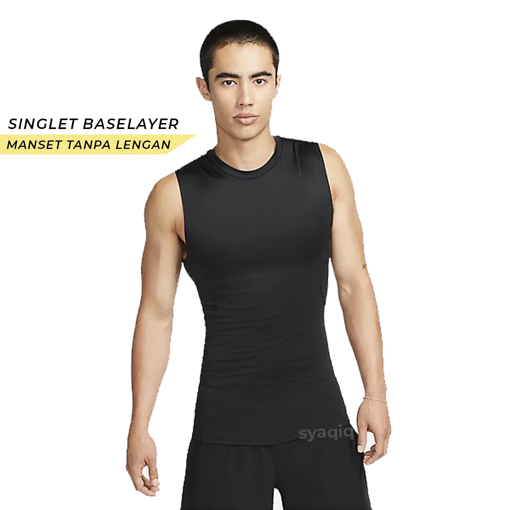BEST DEALS Baju Singlet Lekbong Manset Baselayer Tanpa Lengan Olahraga Gym Futsal Sepakbola Lari