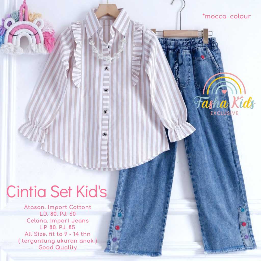 Cintia Set Kids Baju Setelan Anak Perempuan Usia 9 - 14 Tahun Premium Import
