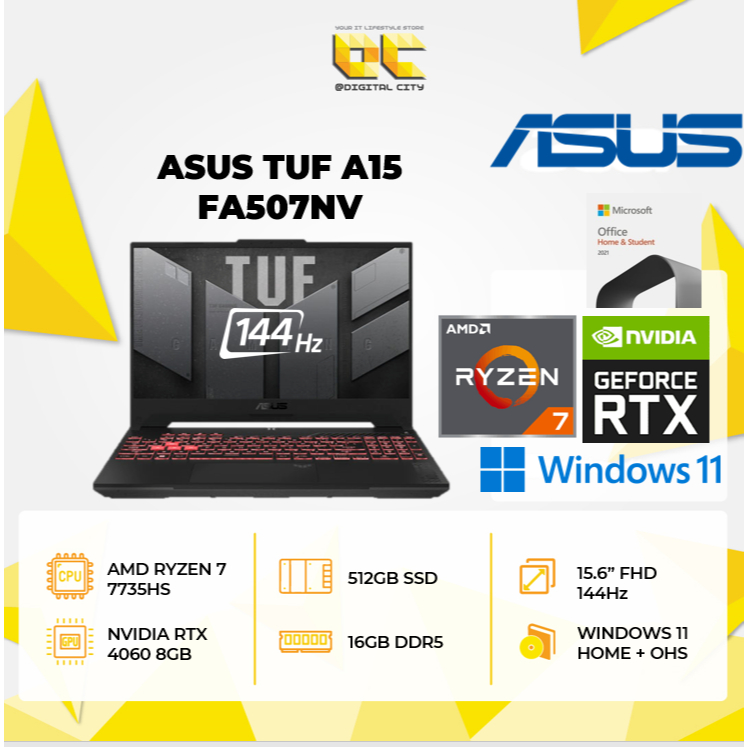 ASUS TUF A15 FA507NV RYZEN 7 7735HS RTX4060 8GB/ 16GB 512GB W11+OHS 15.6FHD 144HZ