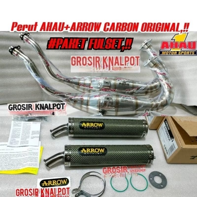 PAKET HEDON Knalpot Silincer ARROW Carbon Kevlar ORIGINAL ITALIA PLUS Perut AHAU one Cobra & Non Cob
