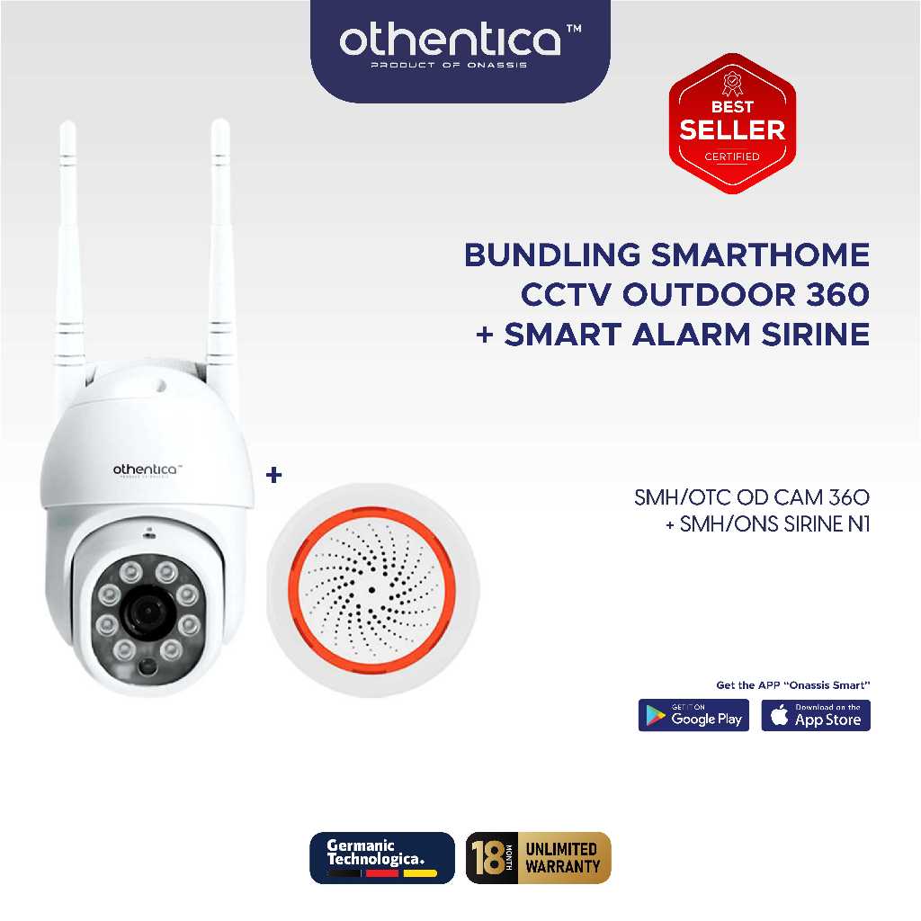 PAKET BUNDLING OTHENTICA SMART OUTDOOR CAMERA 360 +Smart Home Wifi Sirene