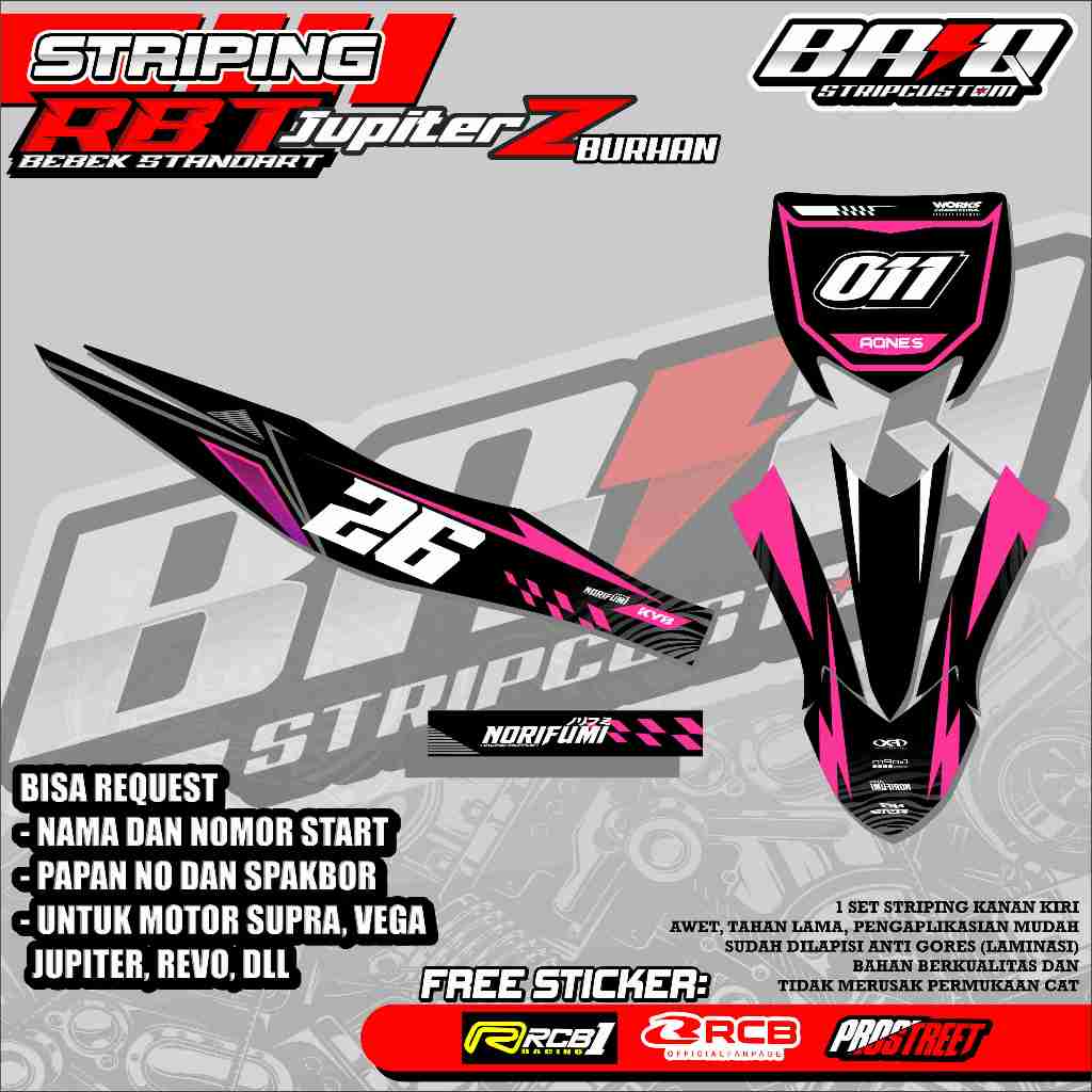 STRIPING STICKER RBT JUPITER Z BURHAN BEBEK STANDART - STRIPING RBT JUPITER Z BURHAN BEBEK STANDART 