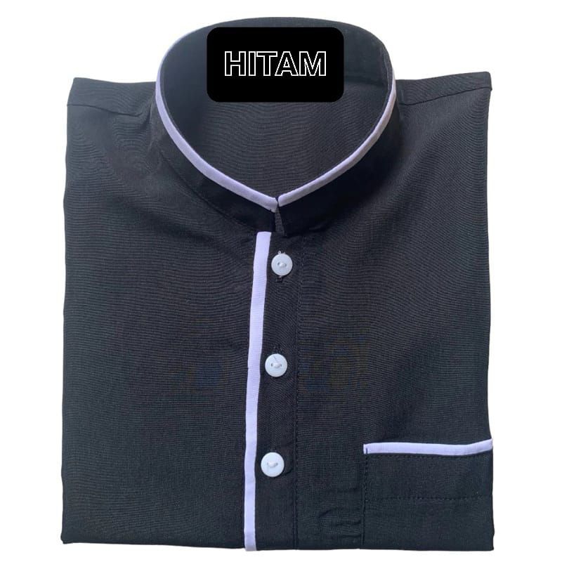 termurah jubah pria dewasa gamis laki laki tangan pendek baju pria muslim variasi list warna hitam