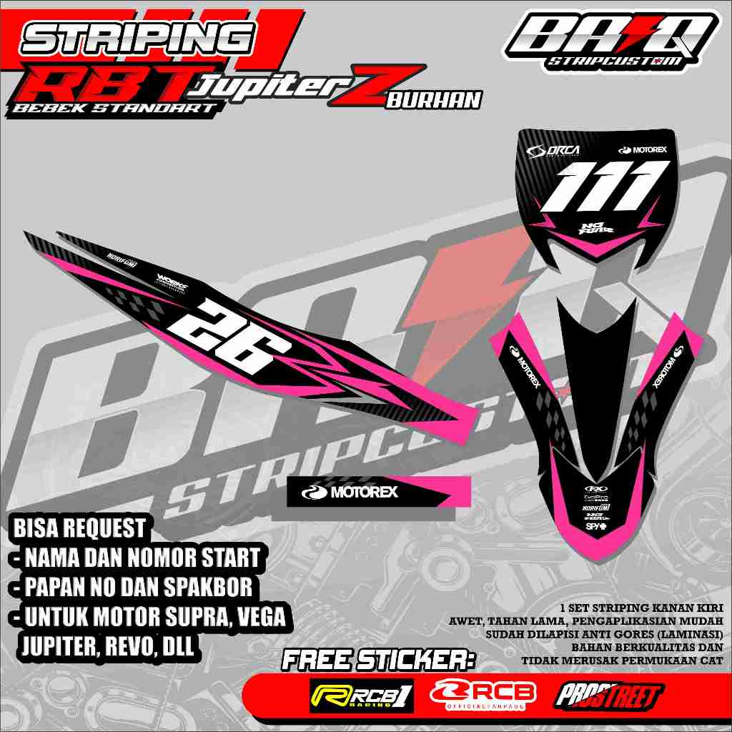STRIPING STICKER RBT JUPITER Z BURHAN BEBEK STANDART - STRIPING RBT JUPITER Z BURHAN BEBEK STANDART 