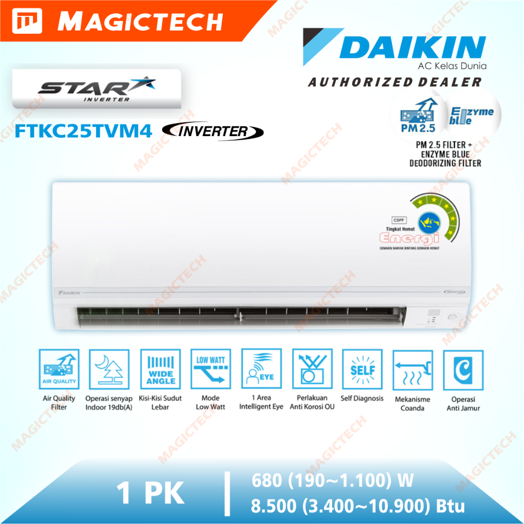 AC DAIKIN 1 PK STAR INVERTER FTKC25TVM4 THAILAND R32 FTKC25 / FTKC25TV