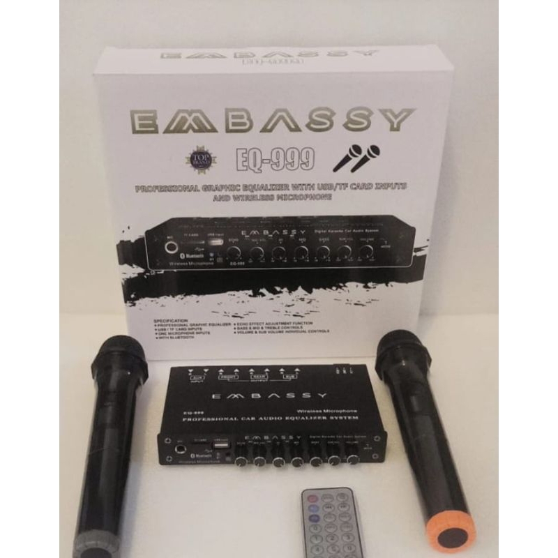 Parametrik equlizer EMBASSY EQ-999 Bluetooth Embassy EQ-999 pre amp bluetooth 2 mic wireless karaoke