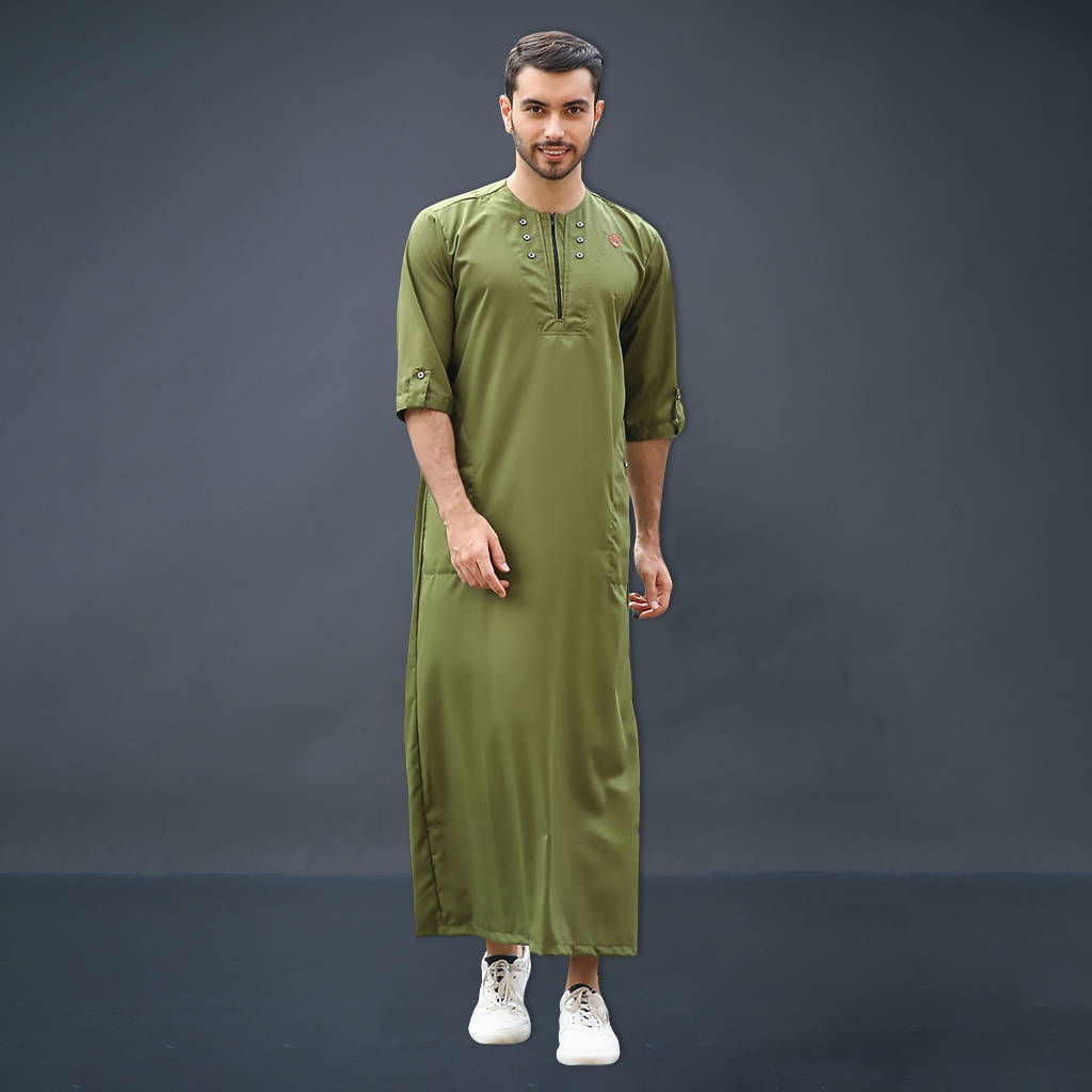 Kawan Muslim - Jubah Gamis Pria Ikhwan Cowok Dewasa Bahan Adem Bisa Cod-HIJAU ARMY