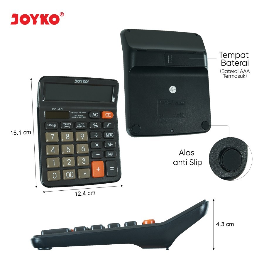 

TBMO Calculator / Kalkulator Joyko CC-40 / 12 Digits / Check Correct