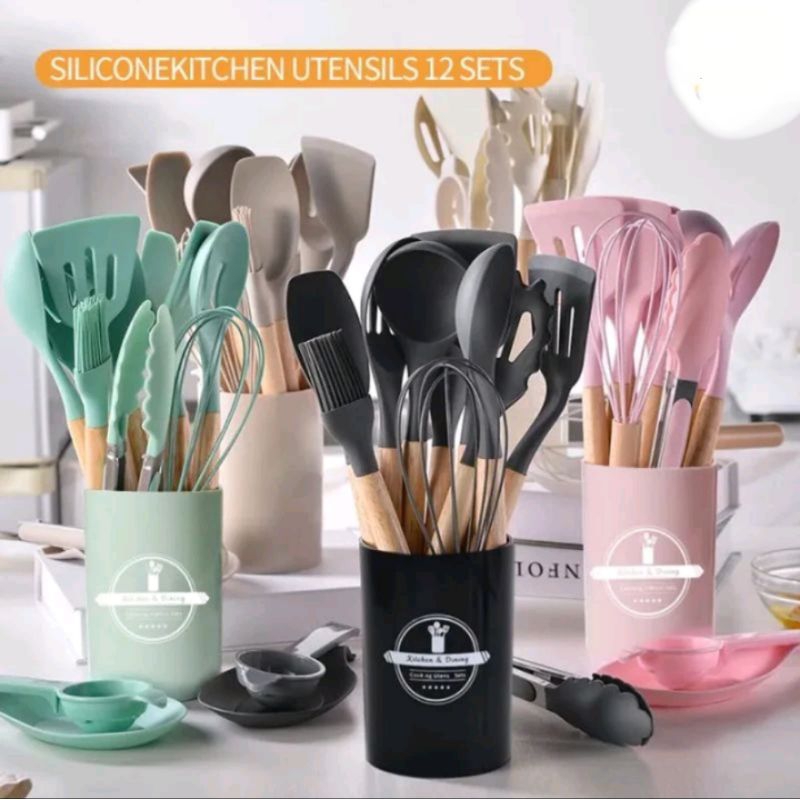 Spatula set lengkap, SPATULA SET 12PCS & SPATULA SET 50PCS, SET PERALATAN MASAK SILIKON PAKET ALAT D