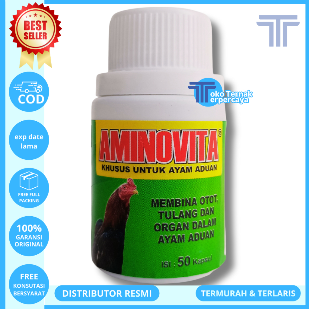 AMINOVITA 50 KAPSUL - Obat Ayam Aduan Penguat Otot Tulang & Meningkatkan Kesehatan Ayam Petarung