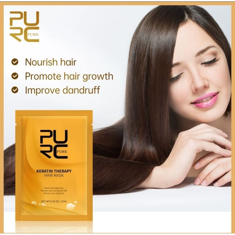 PURC Keratin Therapy Hair Mask Sachet Hair Mask Keratin /Masker Keratin Yafeila / Luxury Silky Hair 