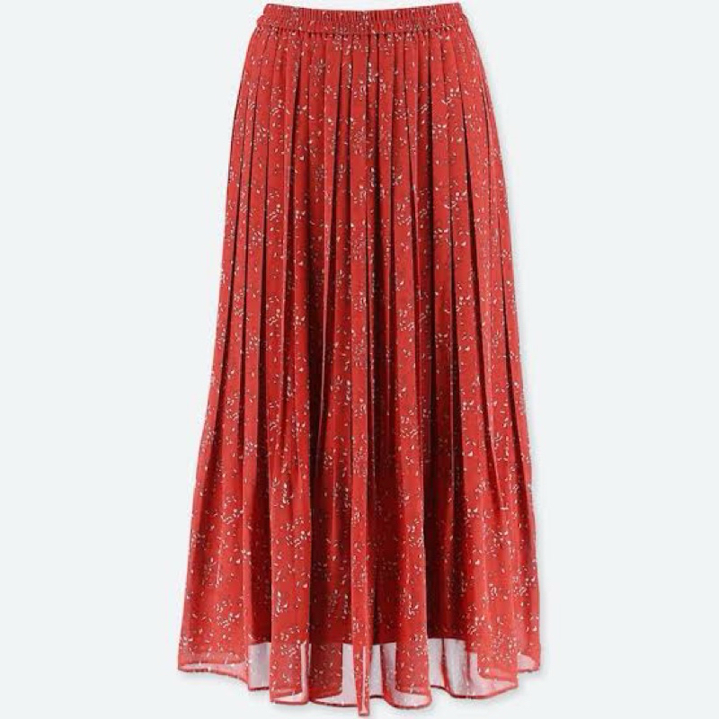 PRELOVED UNIQLO Printed chiffon pleated skirt/ Sifon plated skirt/ Uniqlo sifon skirt/ Uniqlo pleate