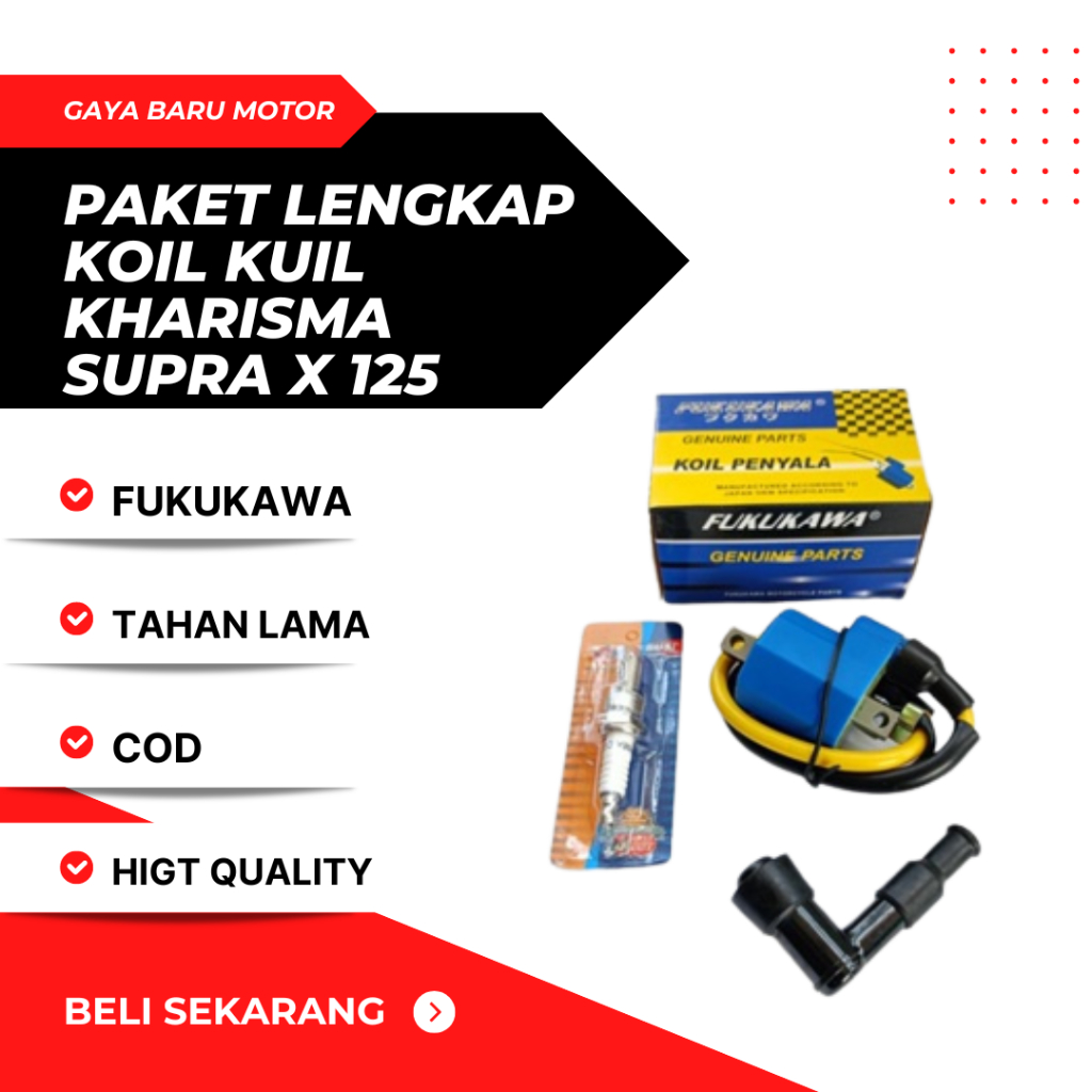PAKET LENGKAP KOIL KARISMA BUSI TUTUP BUSI KOIL KUIL COIL CUIL KARISMA KHARISMA SUPRA X 125 FUKUKAWA