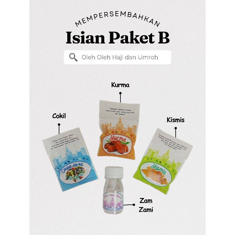 

ISIAN PAKET B TANPA POUCH OLEH OLEH HAJI UMROH UNIK PREMIUM GROSIR