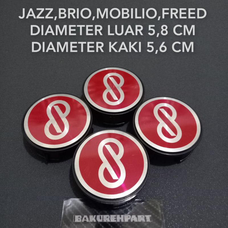 Dop roda tutup velg mobil JAZZ,BRIO,MOBILIO,FREED variasi ENKEI logo merah