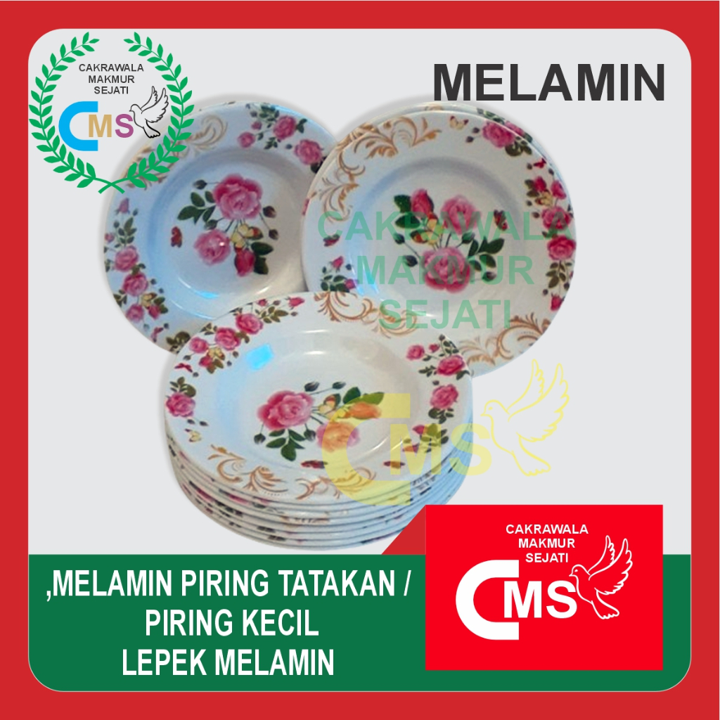 Piring melamin kecil / lepek melamin / Melamin piring tatakan Motif Bunga 5.5 inch (14 cm)