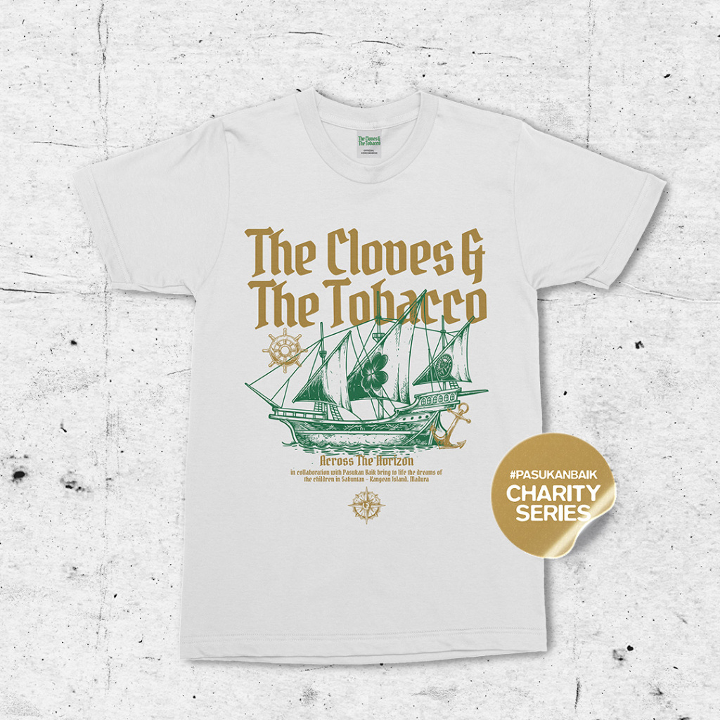 The Cloves And The Tobacco 'Across The Horizon Charity' T-Shirt Kaos Band in White